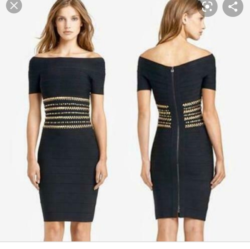 Herve Leger Carmen Embellished Bandage Dress M